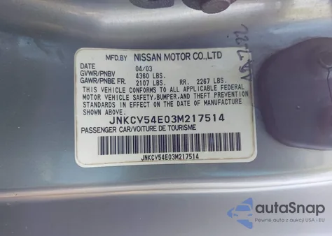 2003 Infiniti G35 Base W/Leather from USA, damaged, VIN JNKCV54E03M217514